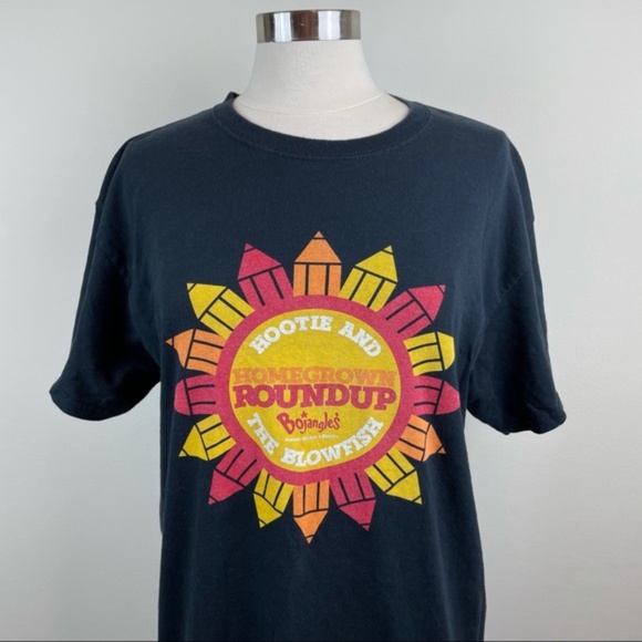 Vintage Hootie & The Blowfish Black Orange Sun Bojangles Gildan Tee Shirt - Picture 3 of 8